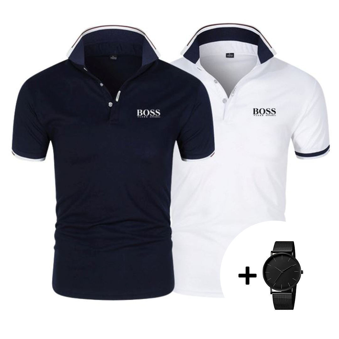 1+1 GRATIS – 2er-Set Premium Poloshirts + Gratis Uhr