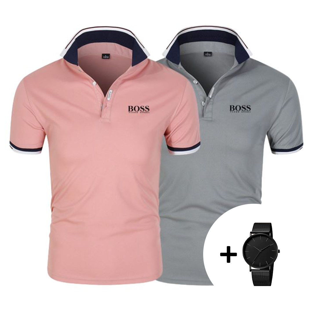 1+1 GRATIS – 2er-Set Premium Poloshirts + Gratis Uhr
