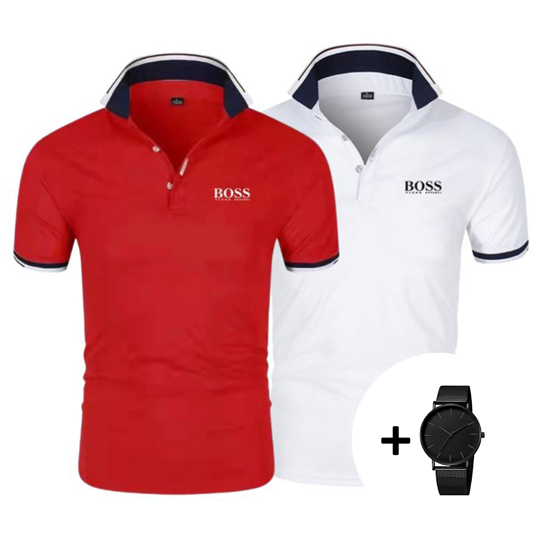 1+1 GRATIS – 2er-Set Premium Poloshirts + Gratis Uhr