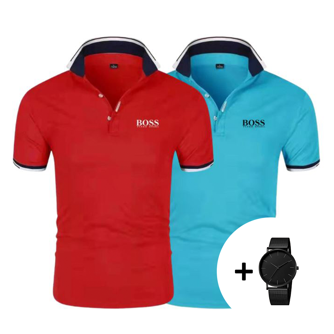 1+1 GRATIS – 2er-Set Premium Poloshirts + Gratis Uhr